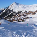 Ski run in the ski resort of La Plagne, France