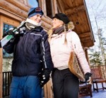 Relaxed sno Skiers