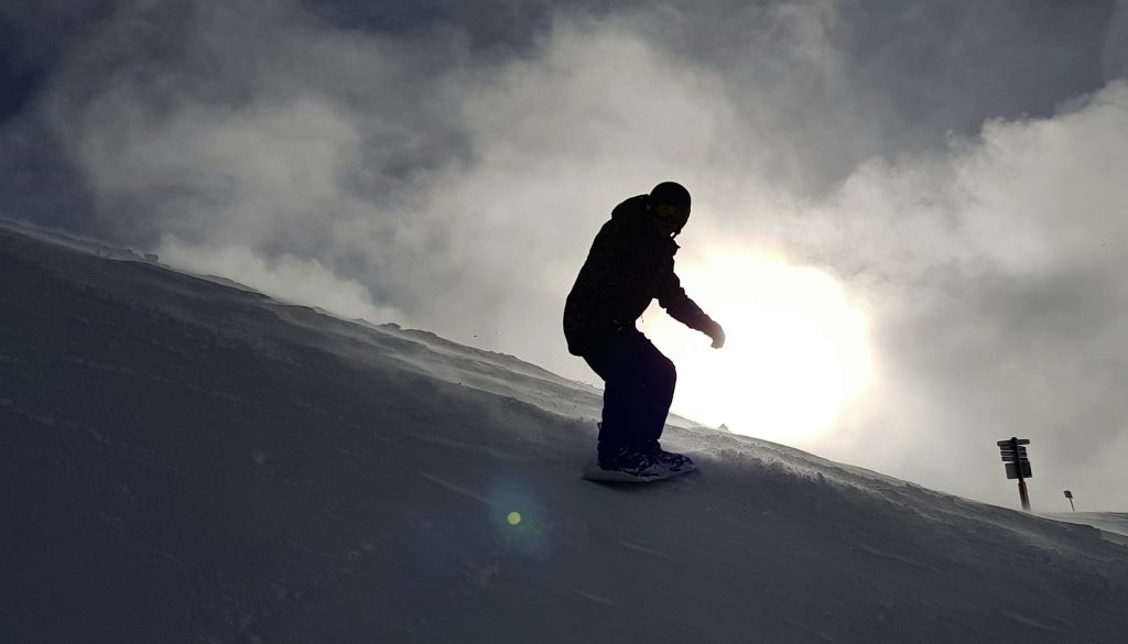 December snowboarding trip to Ischgl - powder sunset