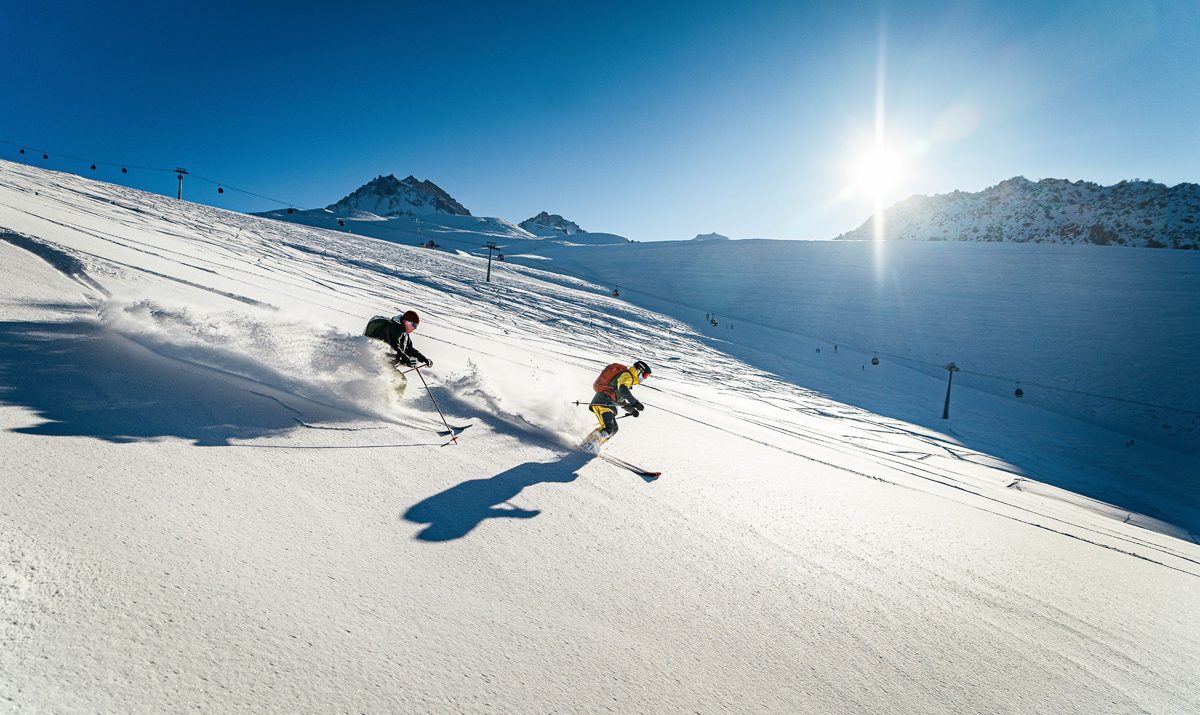 Dan Egan and Johnny Egan skiing in Turkey