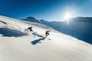 Dan Egan and Johnny Egan skiing in Turkey